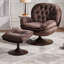 Chaise longue pivotante rembourrée en velours avec repose-pieds Zenon-29094472