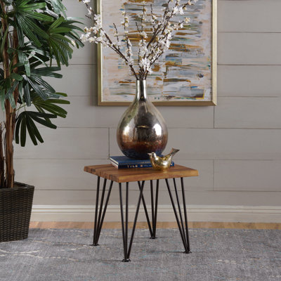 Industrial Wood And Metal  Accent Table