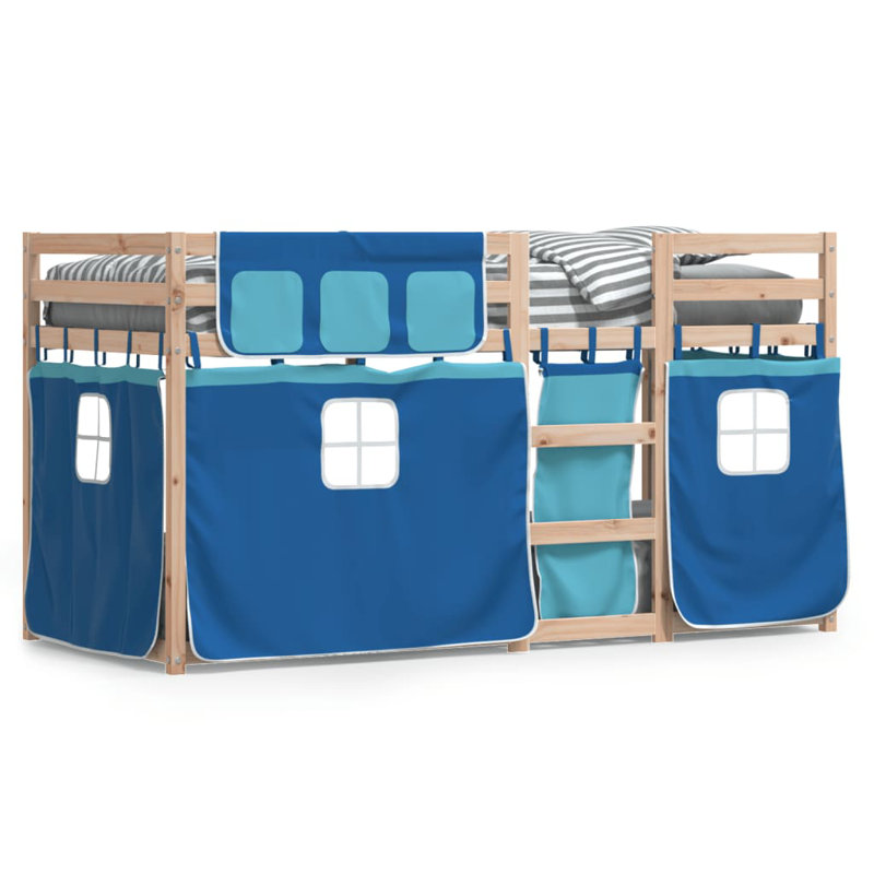 Arlott Solid Wood Bed, European Single (90 x 200cm), Brown/Blue