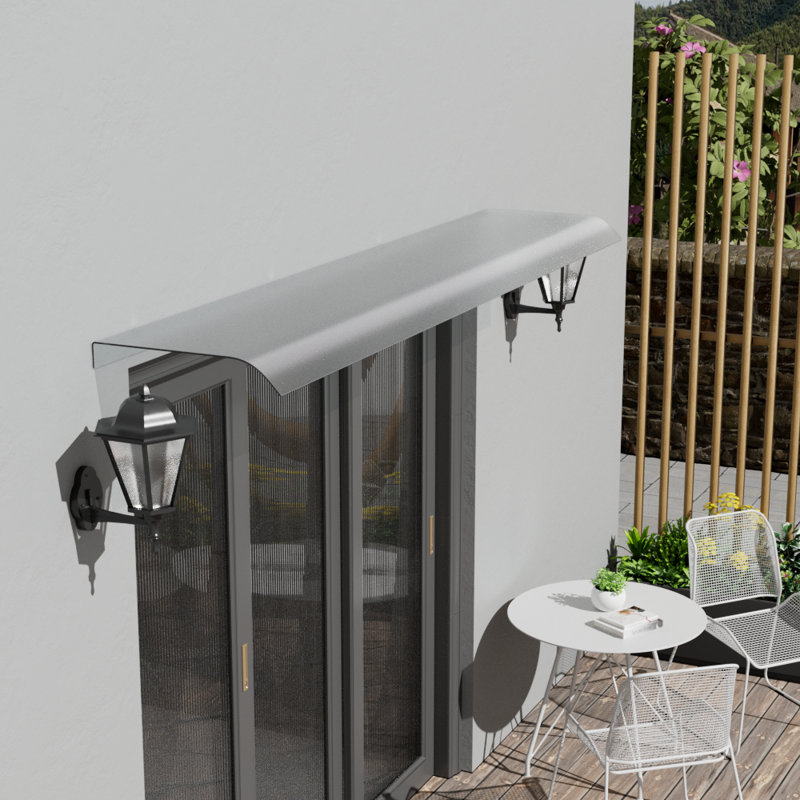 160cm W x 33cm D Door Canopy Window Awning, No Pattern, White