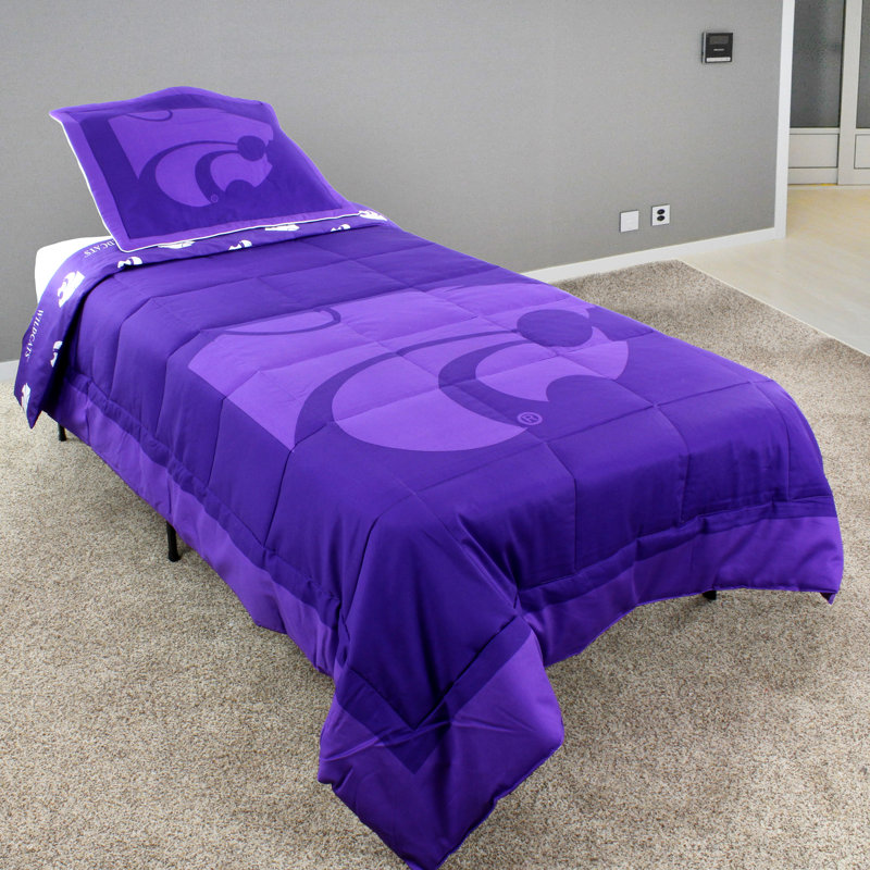 NCAA Sateen Comforter, Full Comforter + 2 Standard Shams, Kansas State