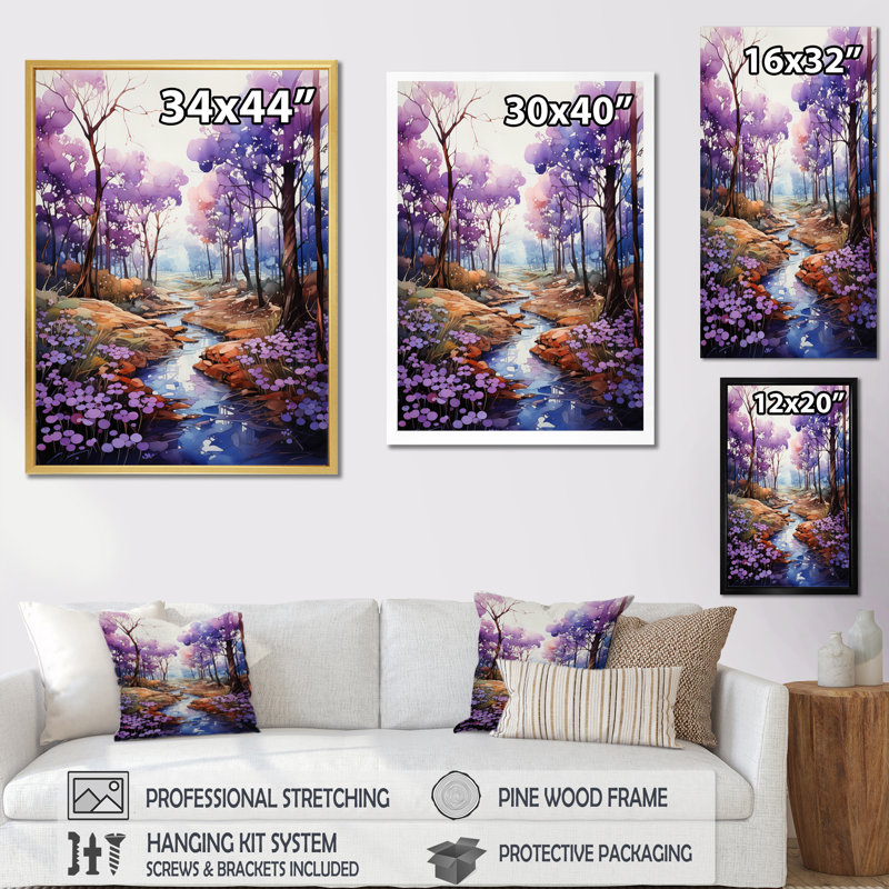 «Violets Whispering Forest III», reproduction sur toile, H 40 po x l 30 po x P 1,5 po, Toile tendue
