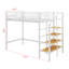 Lit mezzanine en métal de taille simple avec tablette de rangement supérieure en filet-1457008121