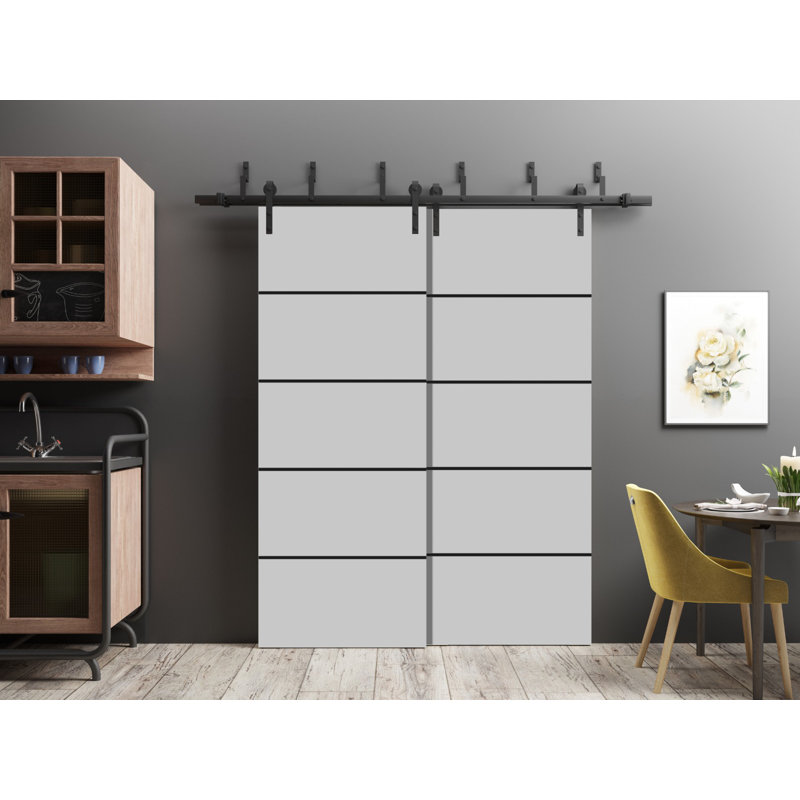 Solid Manufactured Wood Panelled Wood Finish, Gray Matte, 60" x 80"