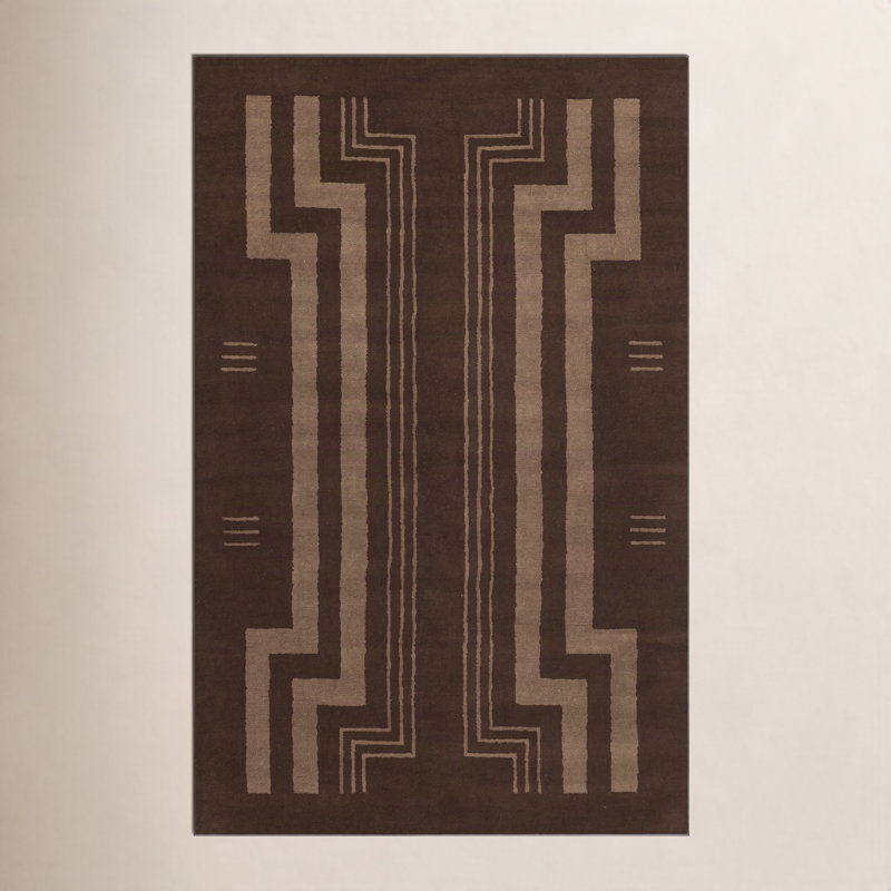 Hallum Hand Tufted Wool Geometric Indoor Rug, Rectangle 3'6" x 5'6"