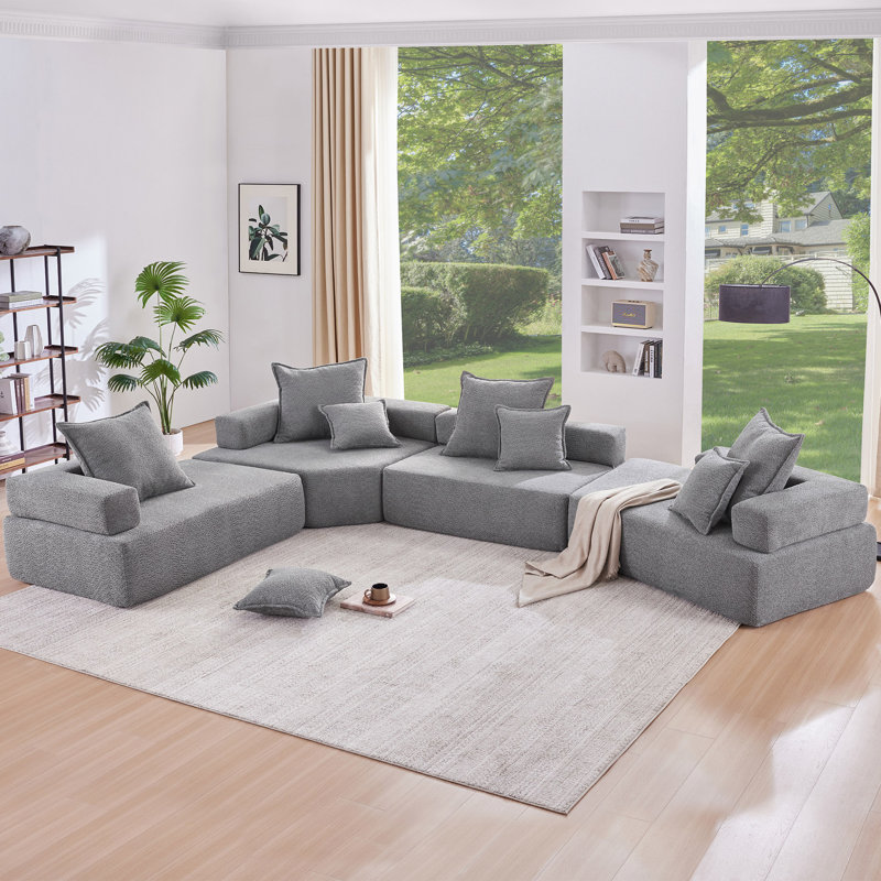 Canapé modulaire surdimensionné rembourré de mousse Breydan, Boucle gris