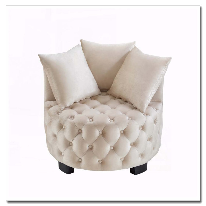 Chaise pivotante rembourrée et capitonnée, Taupe