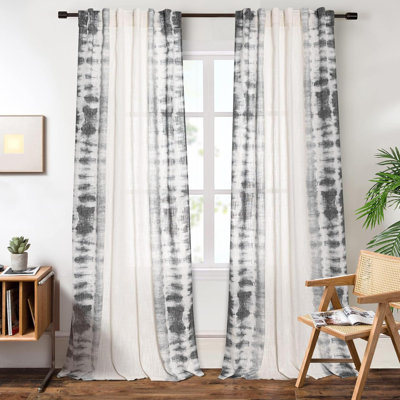 Curtains For Living Room Light Filtering Back Tab Linen Style Drapes 2 Panels Print Privacy Rod Pocket Window Curtains Panels For Bedroom