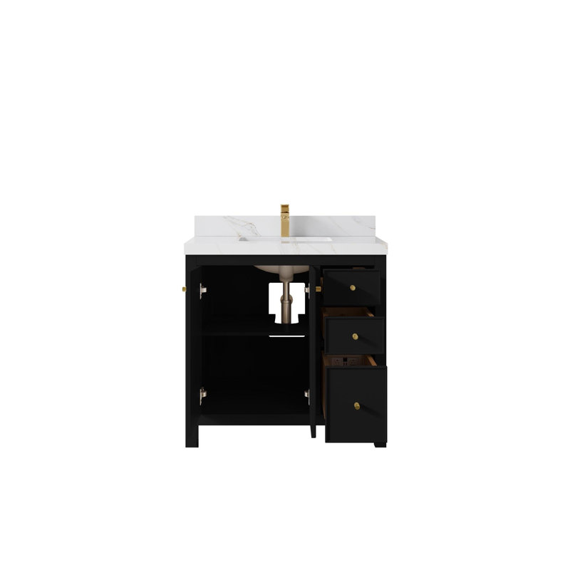 Ensemble de meuble-lavabo simple 36 po Chicago, Sienne Calacatta