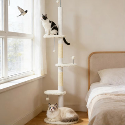 Condos et arbres à chat réglables peu encombrants, panneau de particules blanc de style moderne
