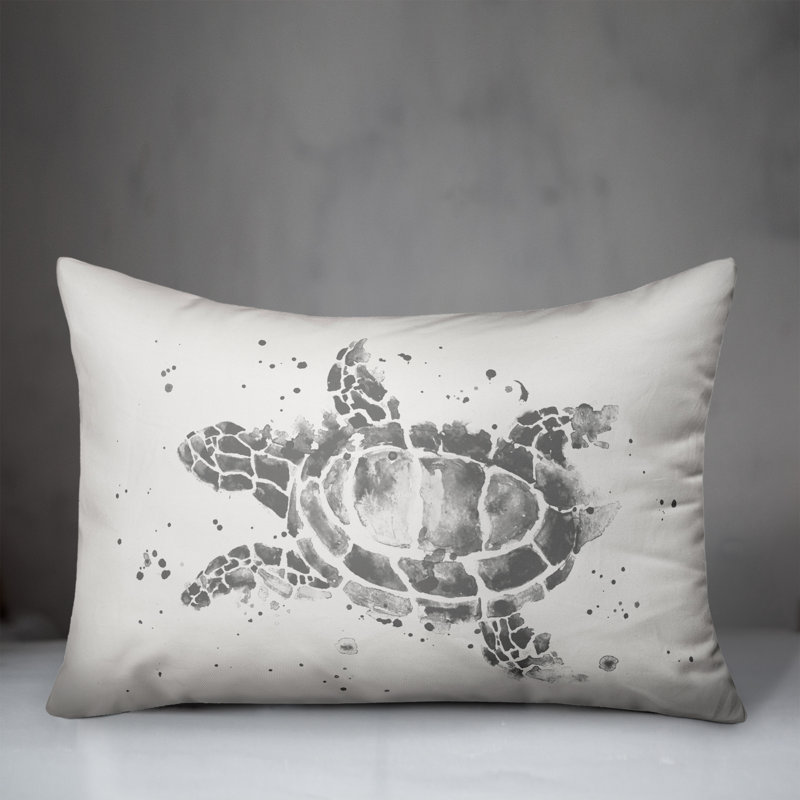  Housse et insert de coussin rectangulaire Splatter Sea Turtle, Gris