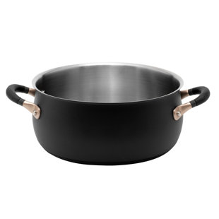 Meyer Accent induction Hob 24cm Casserole - Stackable Casserole, 4.7 Litres, Anti Spill Shape, Black, Stainless Steel
