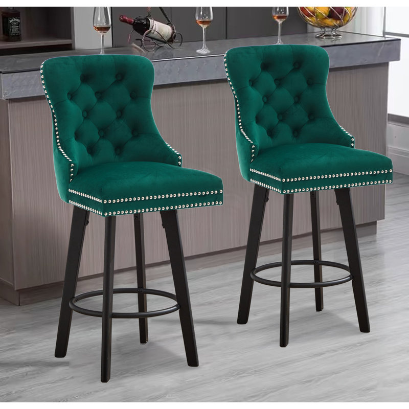 Tabourets de bar pivotants Modern, Vert, 2