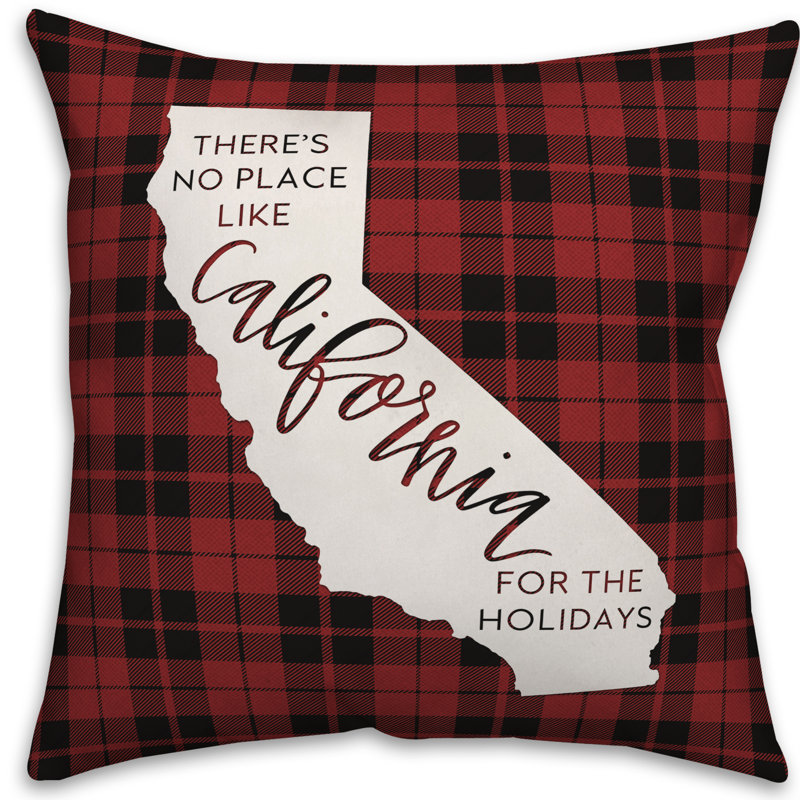  Coussin décoratif Il n'y a pas de place comme chez-soi pour les fêtes, 18" x 18", Californie