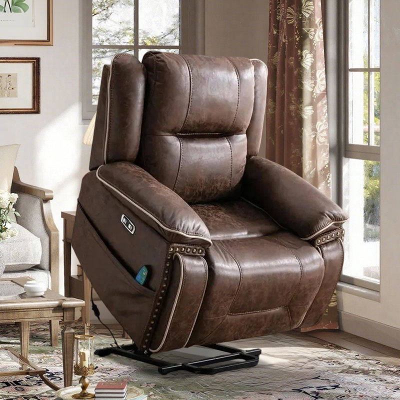 Fauteuil inclinable chauffant de 39,9 po d'épaisseur en similicuir à massage électrique avec appui-tête réglable, porte-gobelets cachés et port USB (ensemble de 3)