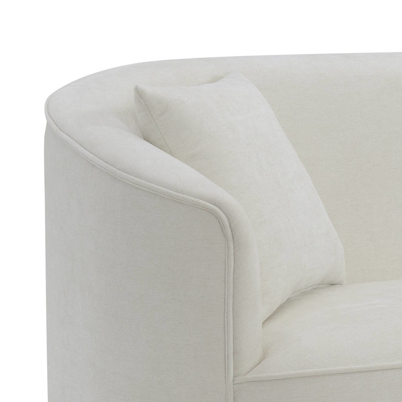 Causeuse en chenille beige avec 2 coussins, 33" W