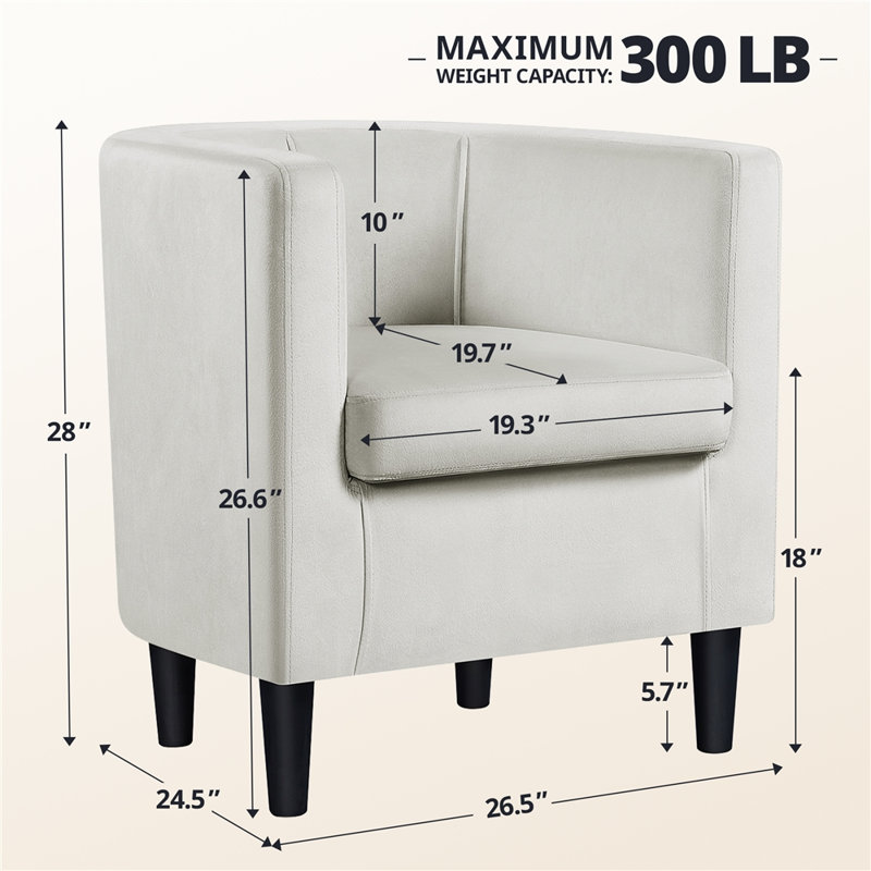 Fauteuil en velours revêtu de tonneau, Mélange de polyester beige