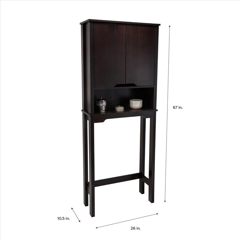 Espresso Wood Adjustable Over-the-Toilet Storage Cabinet