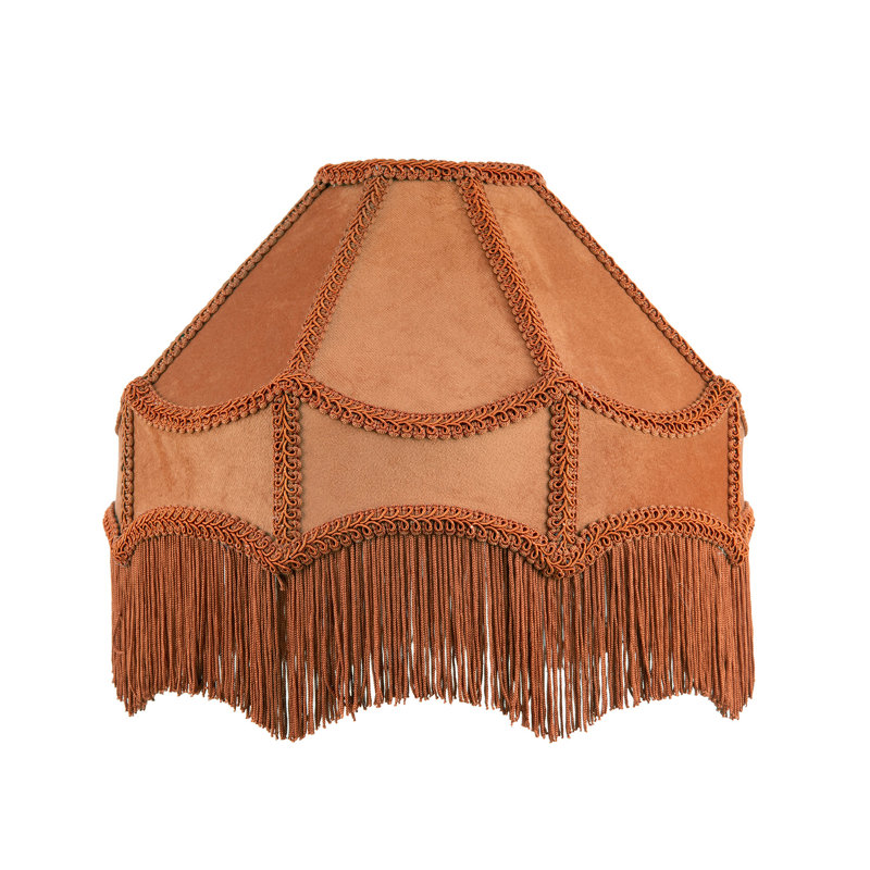Velvet Empire Lamp Shade ( No Direct Attachment Method ), Orange, 19cm H x 30cm W x 30cm D