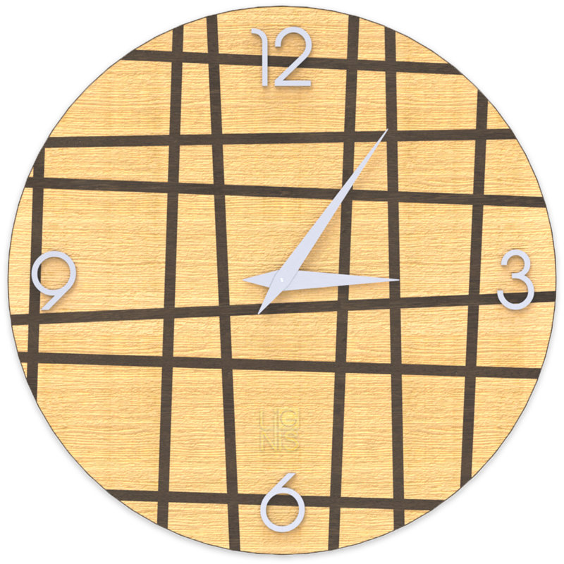 Dolcevita Wall Clock, 40cm H x 40cm W x 3cm D, Oak/Dark Brown