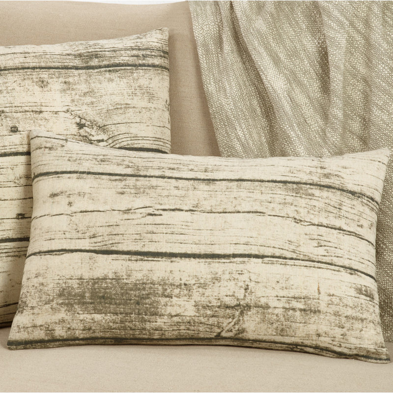 Natural Wood Print Cotton Polyester Pillow Cover 13" x 20"