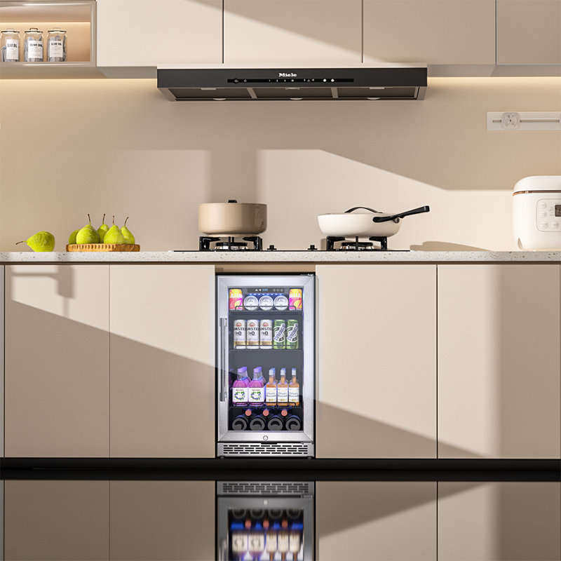 22" W Single Zone 120-Can Beverage Refrigerator Built-In or Freestanding Stainless Steel Cooler with Child Lock and Reversible Hinge