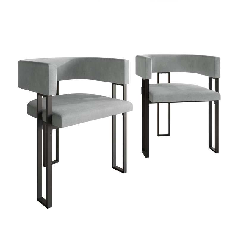 Black Metal Dining Chair, Silver Gray