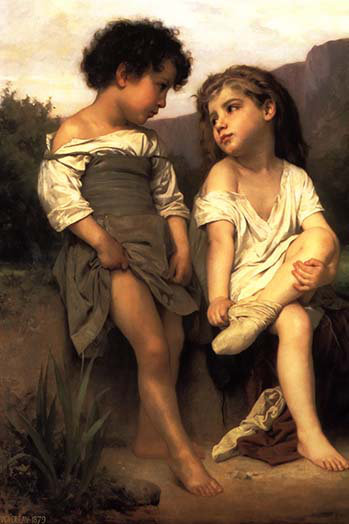 Au bord du ruisseau par William Bouguereau - reproduction non encadrée, H 36 po x l 24 po x P 1,5 po