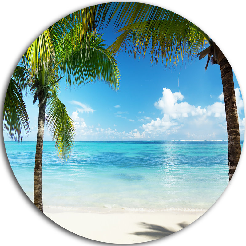 «Palm Trees and Sea», reproduction de photo sur métal, H 23 po x l 23 po x P 1 po