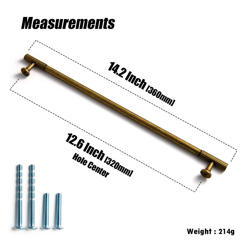 Bar / Handle Pull Multipack, 12.6", Antique Brass, 6-Packing