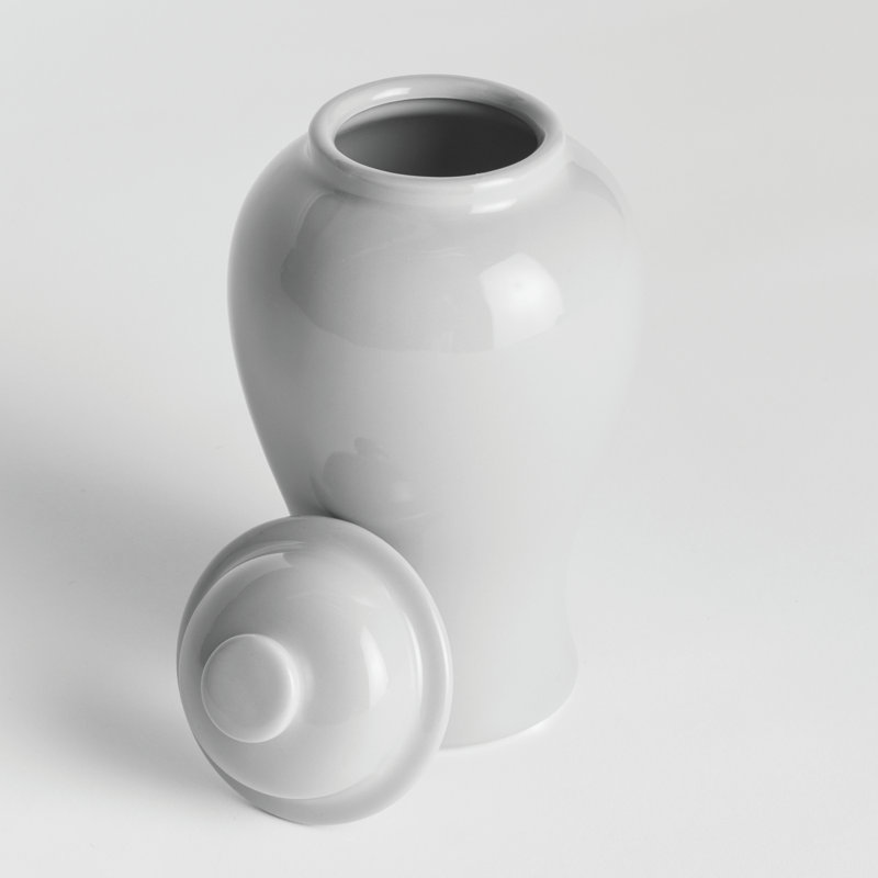 Ricki Ceramic Ginger Jar, White, 13.25"