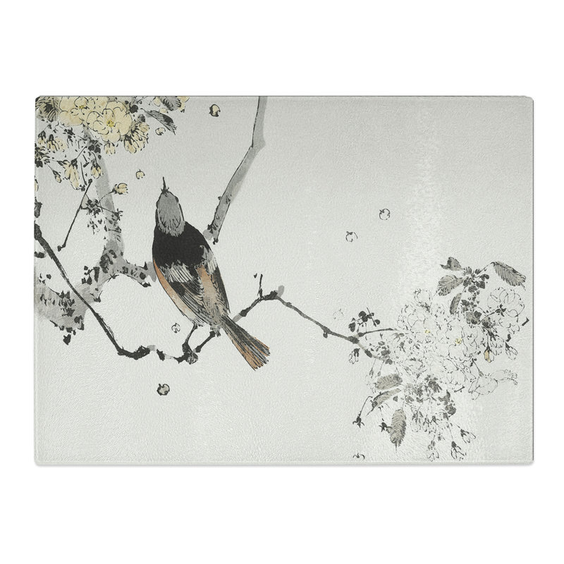 Japanese Swallow By Watanabe Seitei  Glass Chopping Board