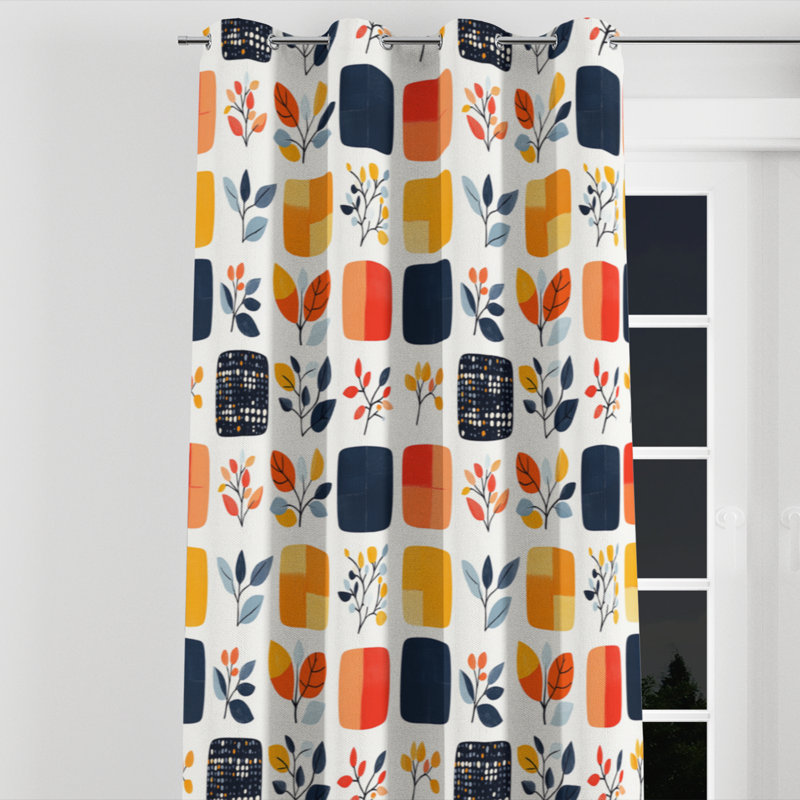 Rideaux obscurcissant Patchwork - Rideau moderne à œillets Bojerski - 1 panneau, L 52 po x L 84 po, Œillets argentés