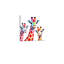 Girafe arc-en-ciel coloré, art mural en bois encastré, L 16 x l 16