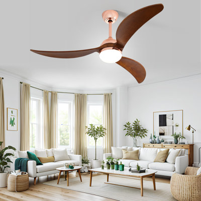 Emjay 52'' 3 - Blade Outdoor LED Propeller Ceiling Fan with Remote Control and Light Kit