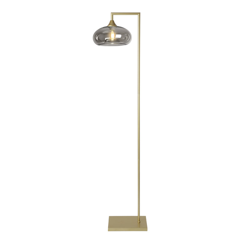 Aeva 155cm Arched Floor Lamp, Smoke, Gold