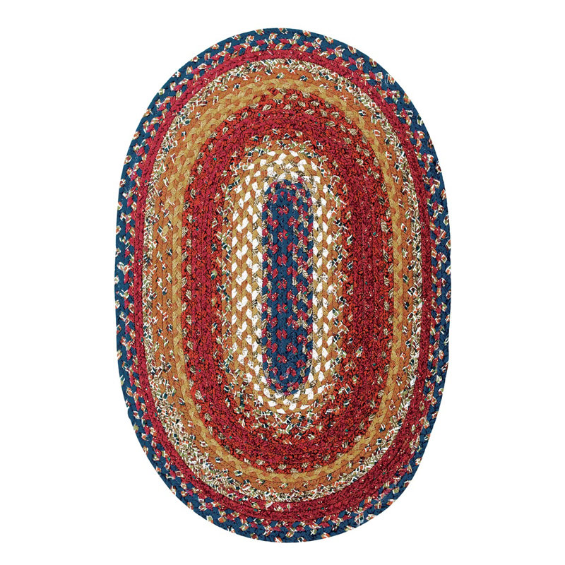 Izabella Abstract Braided Cotton Red/Brown Area Rug, Oval 1'8" x 2'6"