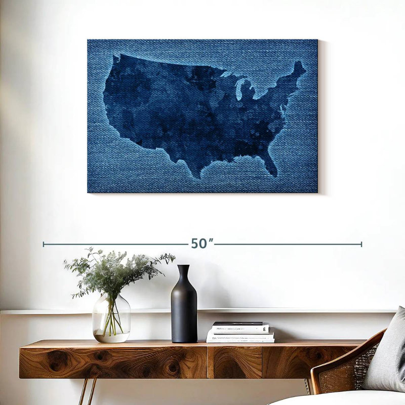 Carte des États-Unis Aliaz Denim, H 24 po x l 36 po