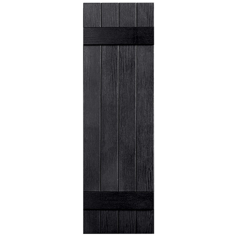 Paire de volets en vinyle fermés à deux lattes et quatre planches, 26 po, Noir