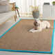 Auckland Bamboo Natural/Turquoise Area Rug
