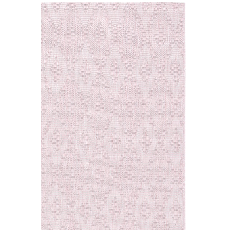 Tamber Geometric Pink Indoor/Outdoor Area Rug, Square 6'7"