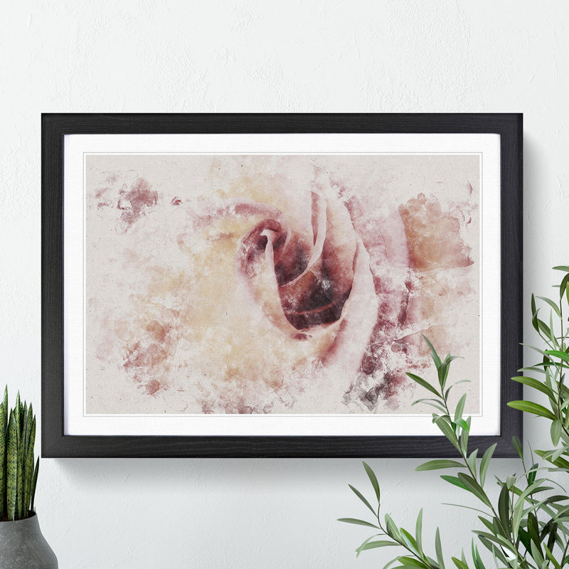 Pink Rose Flower Vol.6 - Picture Frame Graphic Art, Oak Framed, 65cm H x 90cm W x 2cm D