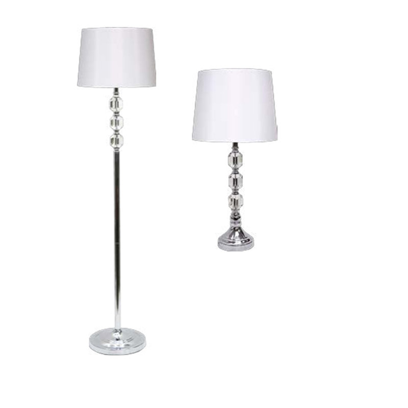 Izuma 59 " Mirrored Traditional Floor & Table Lamp Set