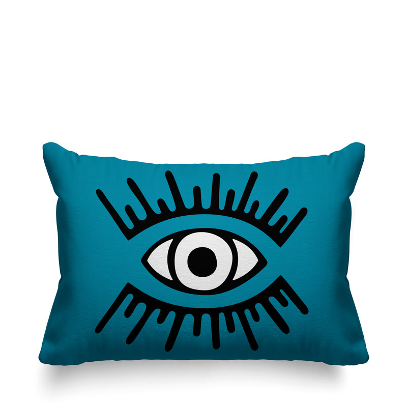Coussin intérieur / extérieur Miranda Evil Eye, Turquoise