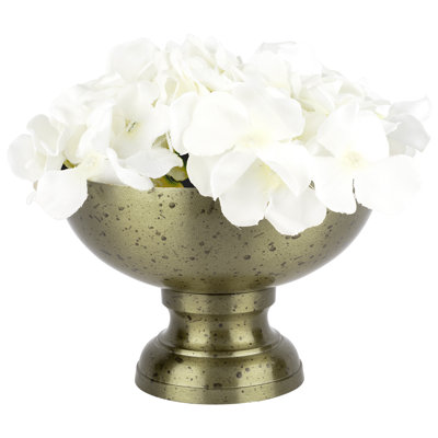 Vase en métal doré à piédestal rond moderne et minimaliste, idéal pour centre de table, 6 po x 4,25 po