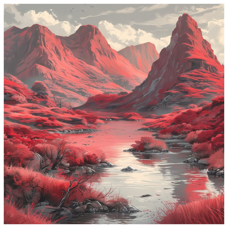 Tapis de bain Red Mountain Landscape, L 34 po x L 21 po