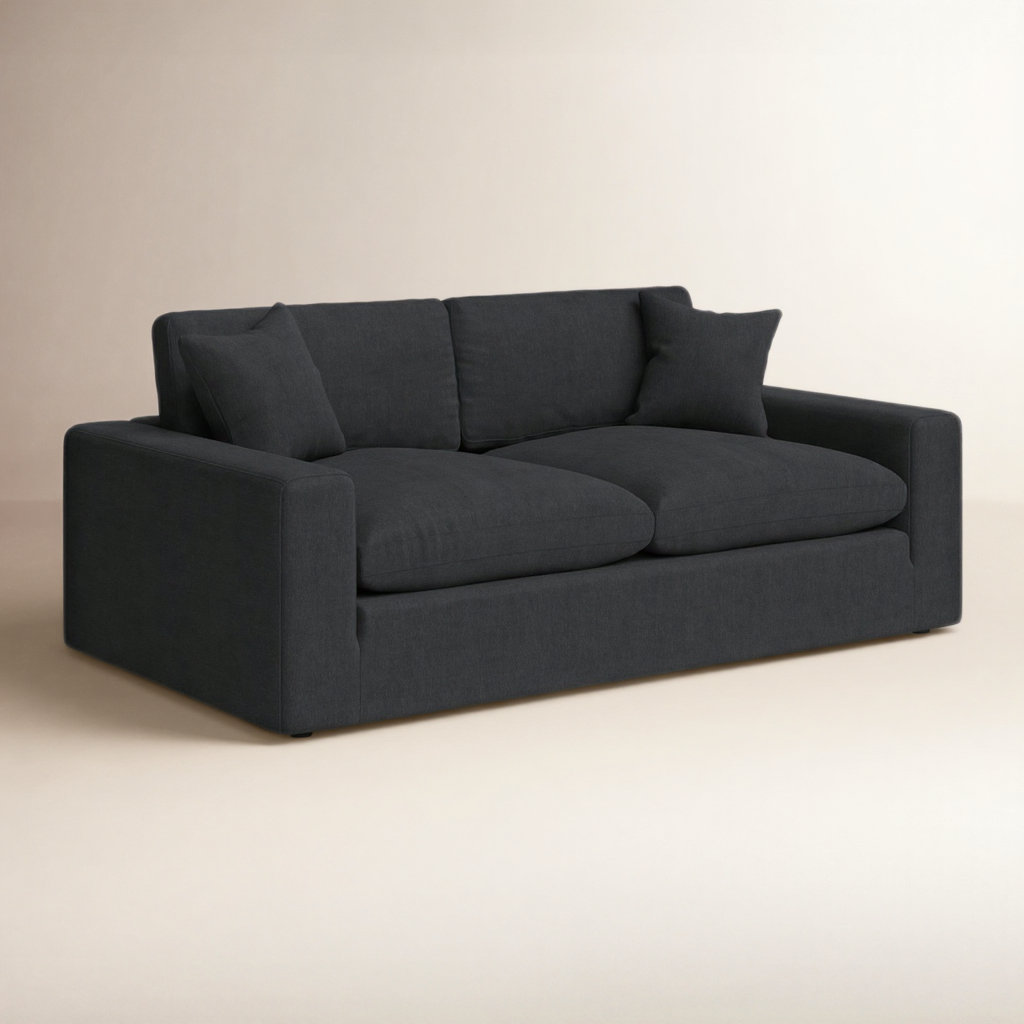 Asher 82'' Upholstered Sofa, Peyton Dark Slate Gray Pepper Canvas