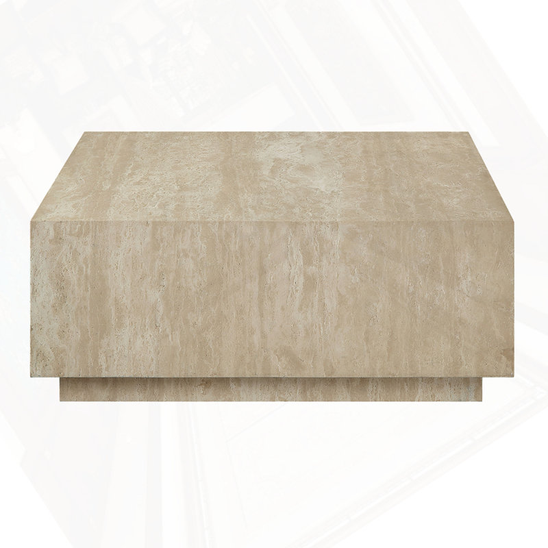 Table basse beige en travertine