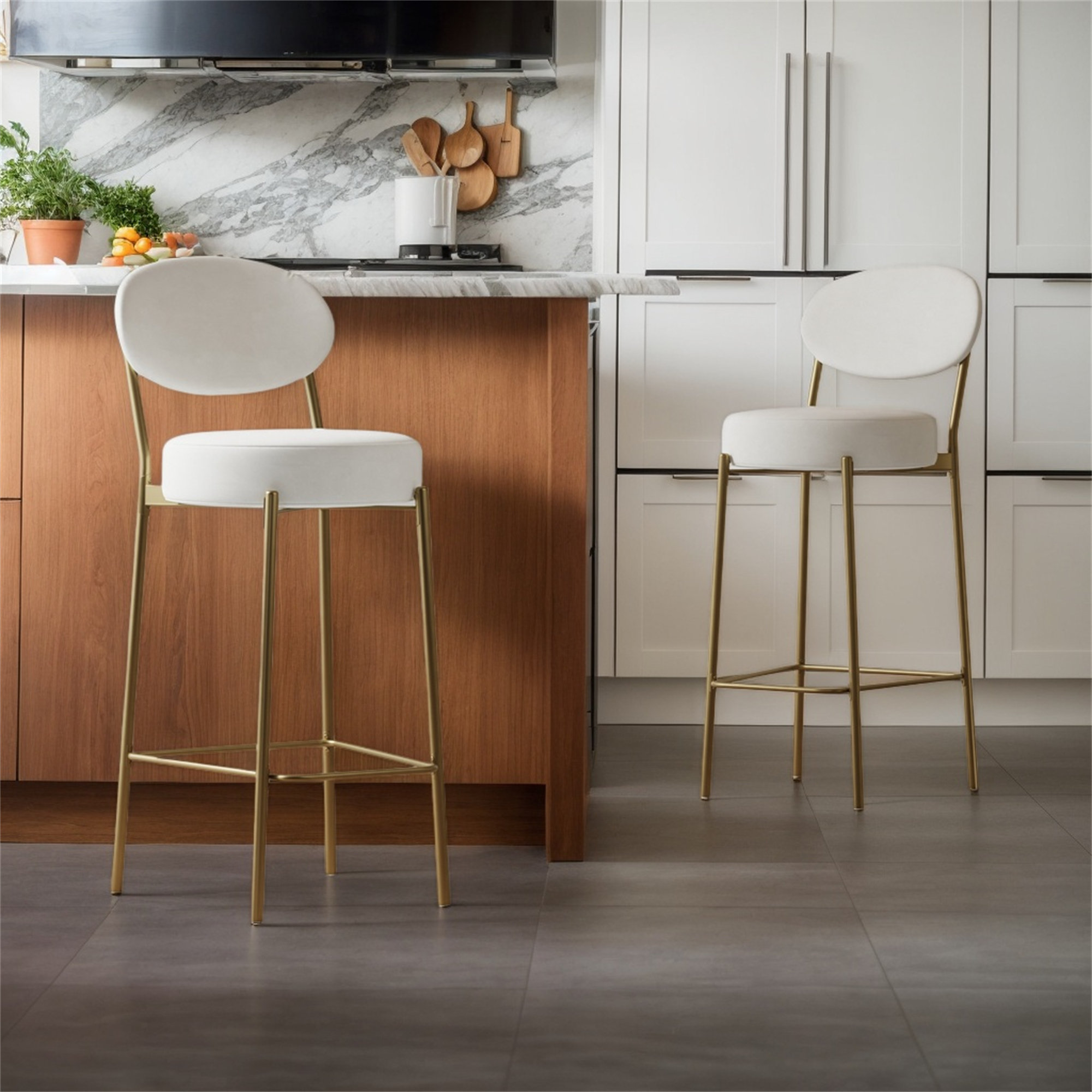 Mercer41 Modern Upholstered Bar Stools - Luxurious PU Counter Stool Set ...