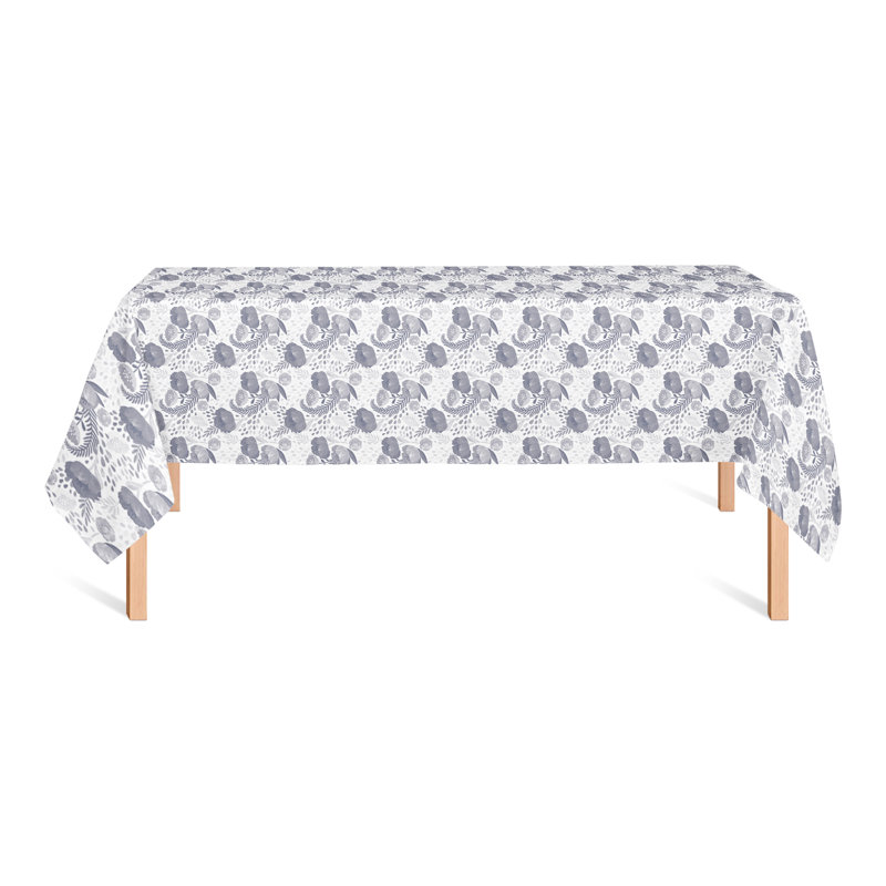 Simple Floral Blue 3 Tablecloth, Blue